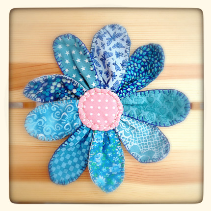 Finished Fabric Flower in Blues