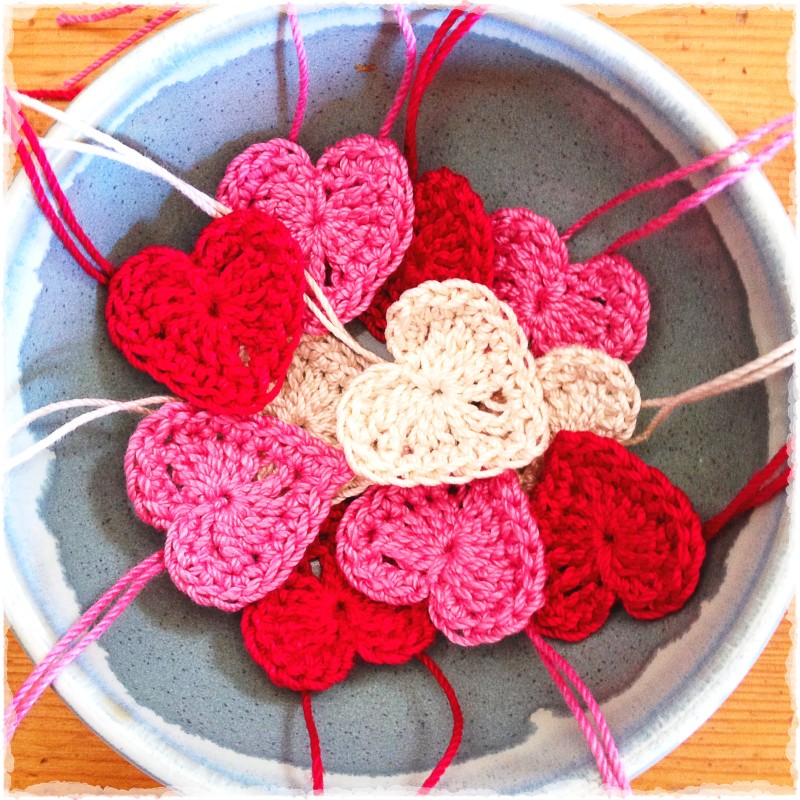 Bowl of Crochet Hearts