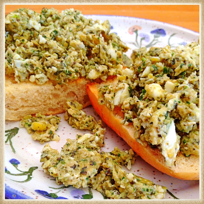 Pesto Eggs on Focaccia